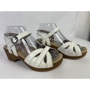 Dansko Season Womens Adjustable White Leather Sandals EU 37 US Size 6.5-7 Shoe